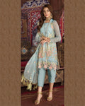 Sky Blue Color Fox Georgette Unstitched Pakistani Pant Suit Chiffon Dupatta