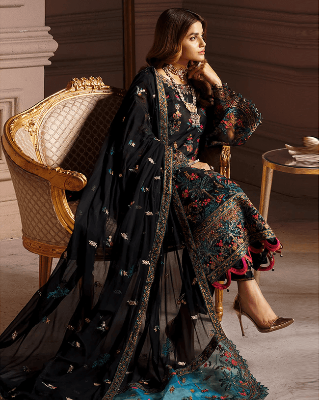 Black unstitched salwar clearance kameez