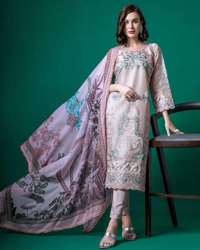 ReadyMade Pakistani Suits Collection Mimi Pink Color Party Wear Kurti with Pant & Dupatta