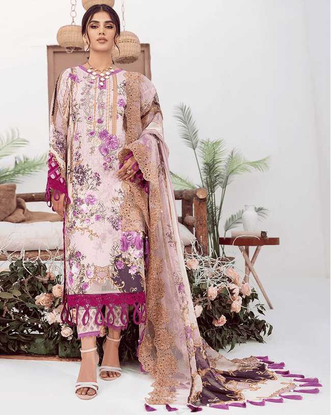 Summer Collection Pink Color Unstitched Cotton Printed Lawn Pakistani Salwar Suits