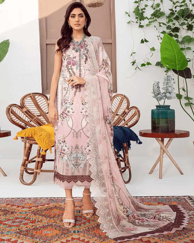 Summer Collection Onion Color Unstitched Cotton Printed Lawn Pakistani Salwar Suits