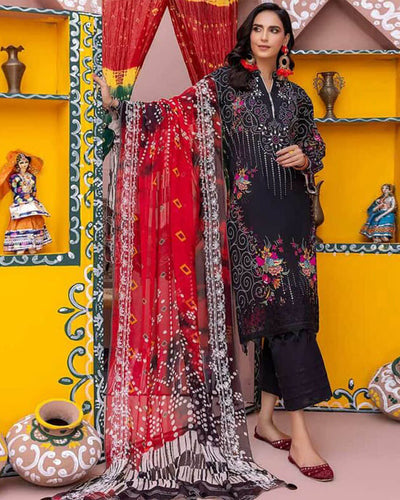 Black Color Winter Wear Unstitched Pashmina Printed Pakistani Suits