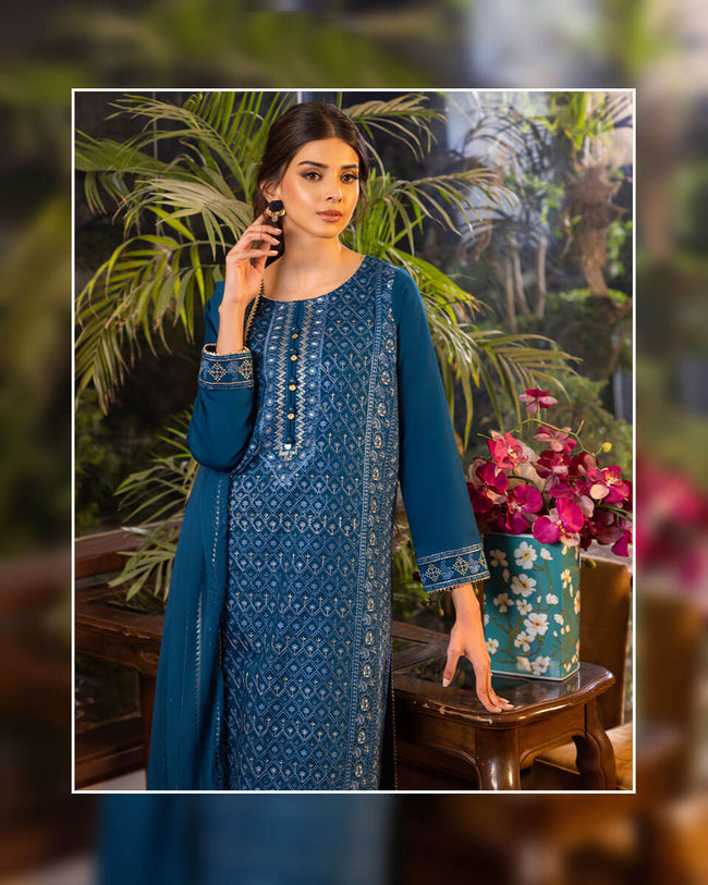 Blue Color Party Wear Georgette Embroidered Unstitched Pakistani Salwar Kameez Suit