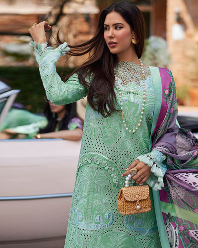 MUSHQ Mint Green Color Unstitched Cotton Self Embroidery Work Lawn Pakistani Suits