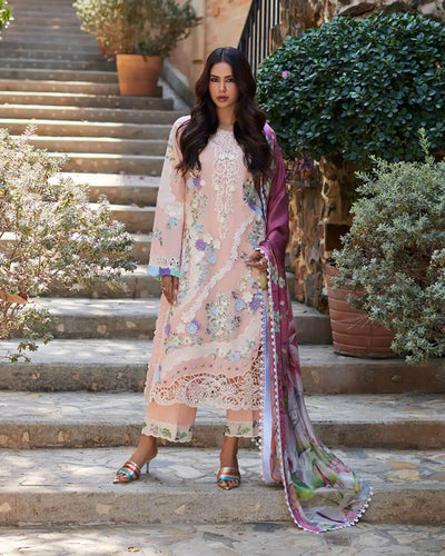 MUSHQ Pastel Peach Color Unstitched Cotton Self Embroidery Work Lawn Pakistani Suits