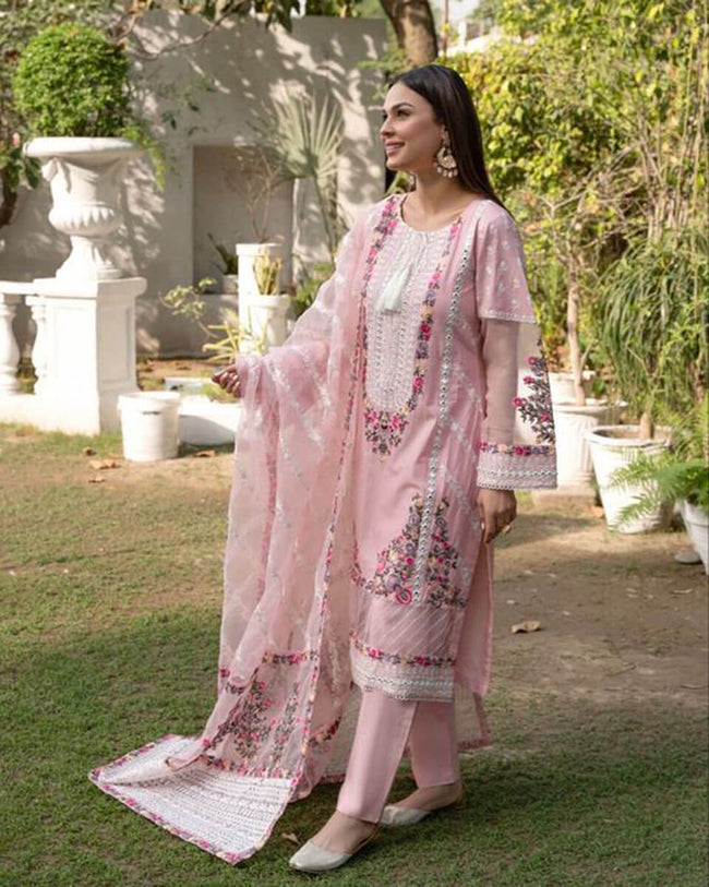 Pink Color Georgette Unstitched Pakistani Salwar Kameez Suit