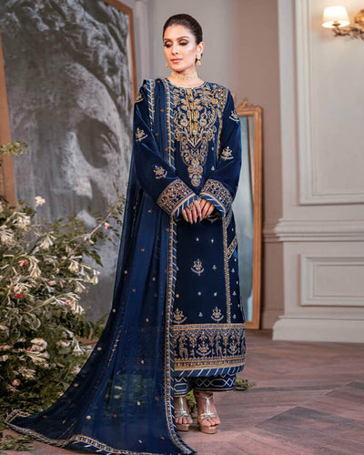 Navy Blue Color Georgette Unstitched Pakistani Salwar Kameez Suit