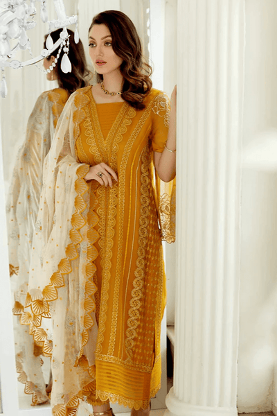 Mustard Yellow Color Georgette Unstitched Pakistani Salwar Suits