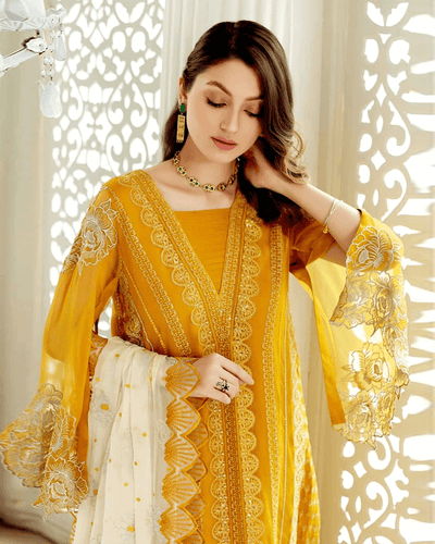 Mustard Yellow Color Georgette Unstitched Pakistani Salwar Suits