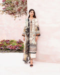 CHEVERON Cream Color Unstitched Cotton Printed Lawn Pakistani Suits