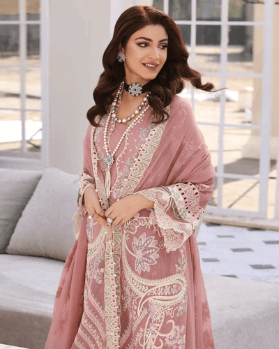 Pakistani Lawn Collection Onion Color Unstitched Cotton Self Embroidery Lawn Suits