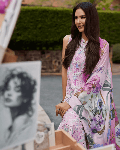 MUSHQ Lavender Color Unstitched Cotton Self Embroidery Work Lawn Pakistani Suits