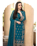 Teal Blue Color Georgette Unstitched Pakistani Salwar Kameez Suit