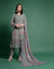 Gray Color Readymade Georgette Pakistani Salwar Suits with Pant & Dupatta