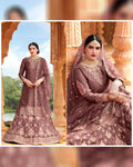 Brown Color Festive Wear Semi Stitched Punjabi Lehenga Style Suits