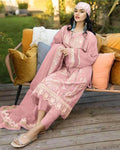 ADAN LIBAAS Onion Color Unstitched Cotton Self Embroidery Work Lawn Pakistani Suits