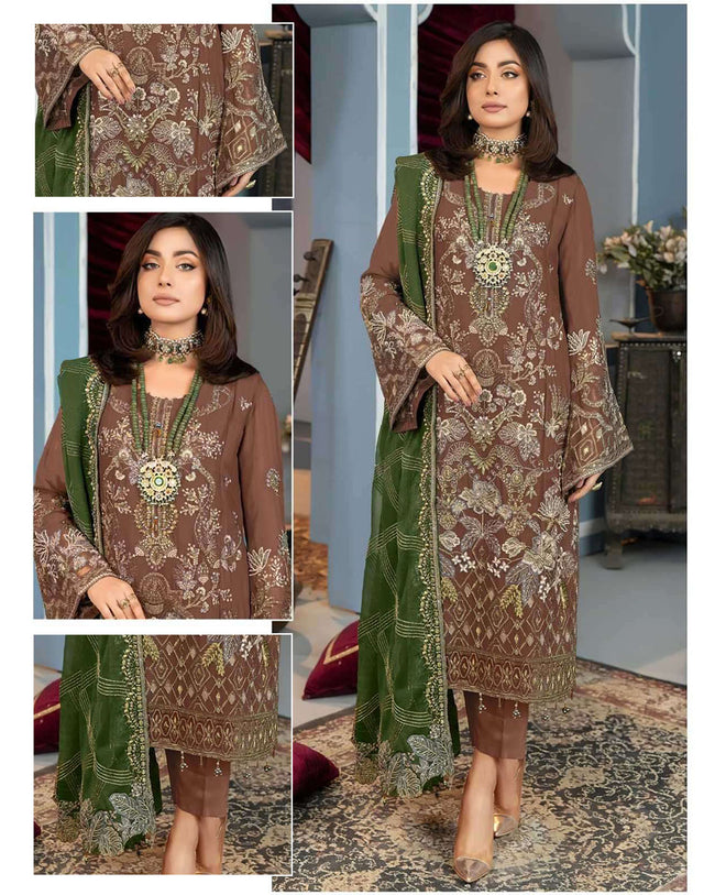 EID COLLECTION 2024 Brown Color Georgette Unstitched Pakistani