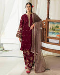 MARIAB Maroon Color Bridal Wear Pure Velvet Unstitched Pakistani Salwar Kameez Suit