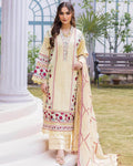 Summer Collection ADAN LIBAS Off White Color Party Wear Unstitched Cotton Lawn Pakistani Salwar Suits