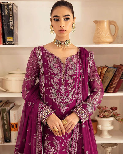 EID COLLECTION Ruby Wine Color Georgette Unstitched Pakistani Suits