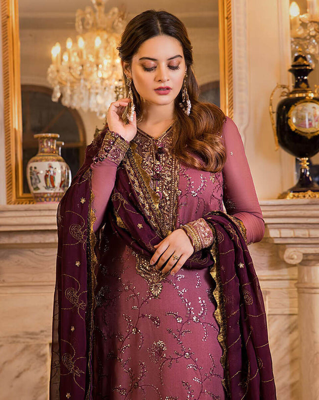 EID COLLECTION Onion Color Georgette Unstitched Pakistani Suits