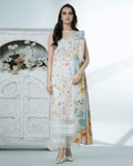 Sana Safinaz White Color Unstitched Cotton Self Embroidery Work Printed Lawn Pakistani Suit