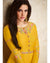 Delightful Yellow Colored Partywear Embroidered Silk Gown