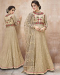 Beige Color Party Wear Net Semi Stitched Anarkali Gown
