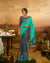 Sea Green and Gray Color Fancy Embroidery Work Party Wear Heavy Saree