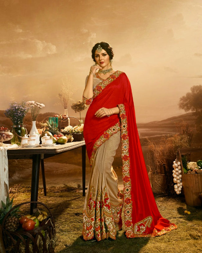 Buy Designer Sarees, Salwar Kameez, Kurtis & Tunic and Lehenga Choli.Superb Silk  Dark Red Saree