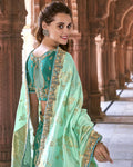 Green Color Traditional Banarasi Silk Jacquard Woven Lehenga Choli
