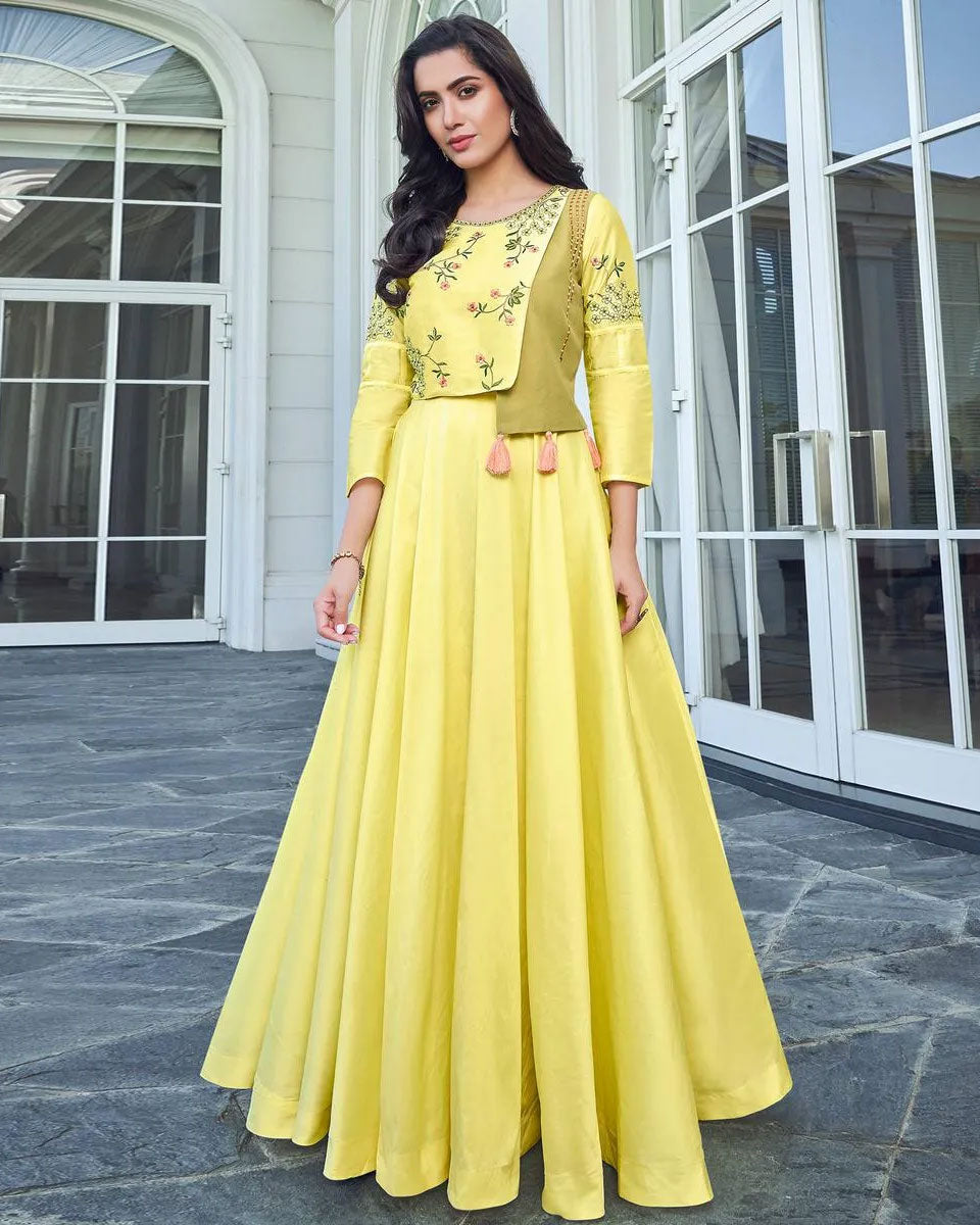 Graceful Yellow Colour Gown – TheDesignerSaree