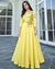 Innovative Yellow Colored Floral Embroidered Silk Gown