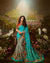 Blue and Gray Color Heavy Embroidery Work Bridal Wear Saree