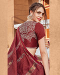 Sophisticated Maroon Color Georgette Embroidery Work Designer Saree