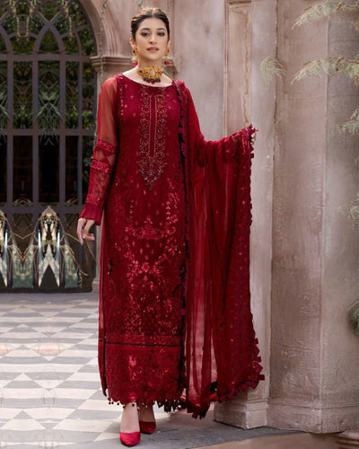 Beautiful Maroon Color Georgette Unstitched Pakistani Salwar Suits