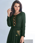 Dark Green Color Rayon Stylish Printed Sharara Palazzo Suits