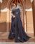 Dark Blue Color Pure Georgette Embroidery Work Saree with Printed Blouse