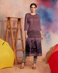 Purple Color Two Tone Casual Wear Rayon Printed Kurti