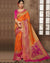Orange and Pink Color Festive Wear Pure Dola Jacquard Silk Designer Saree