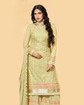 Olive Green Color Party Wear Fancy Unstitched Pakistani Sharara Suit