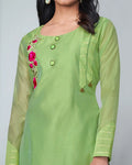 Green Color Festive Wear Silk Palazzo Style Suits