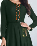 Dark Green Color Rayon Stylish Printed Sharara Palazzo Suits
