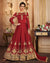Red Color Party Wear Georgette WithEmbroidery Work Lehenga Style Suit