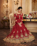 Red Color Party Wear Georgette With  Embroidery Work Lehenga Style Suit