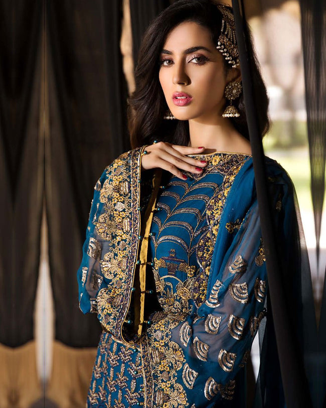 Classy Navy Blue Color Georgette Unstitched Pakistani Palazzo Suit fashionnaari Classy Navy Blue Color Georgette Unstitched Pakistani Palazzo Suit fashionnaari