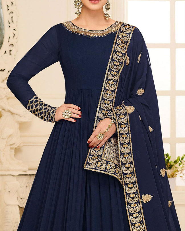 anarkali dress navy blue Buy Beautiful Navy Blue Chinon Embroidered Sequins Anarkali Suit Festive Wear Online at Best Price