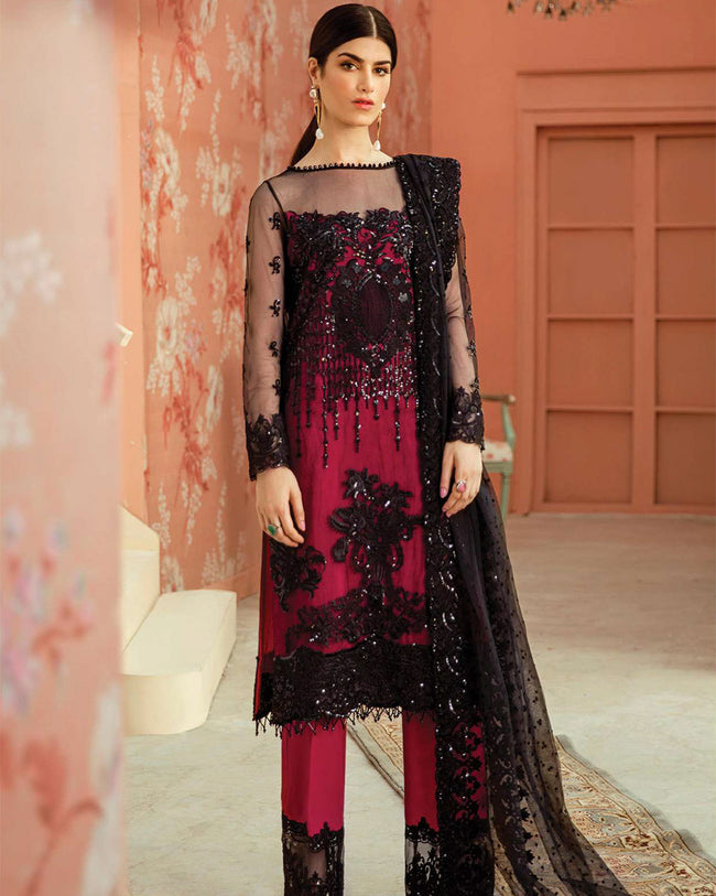 Opulent Black-Pink Color Georgette Dress Material Pakistani Suit