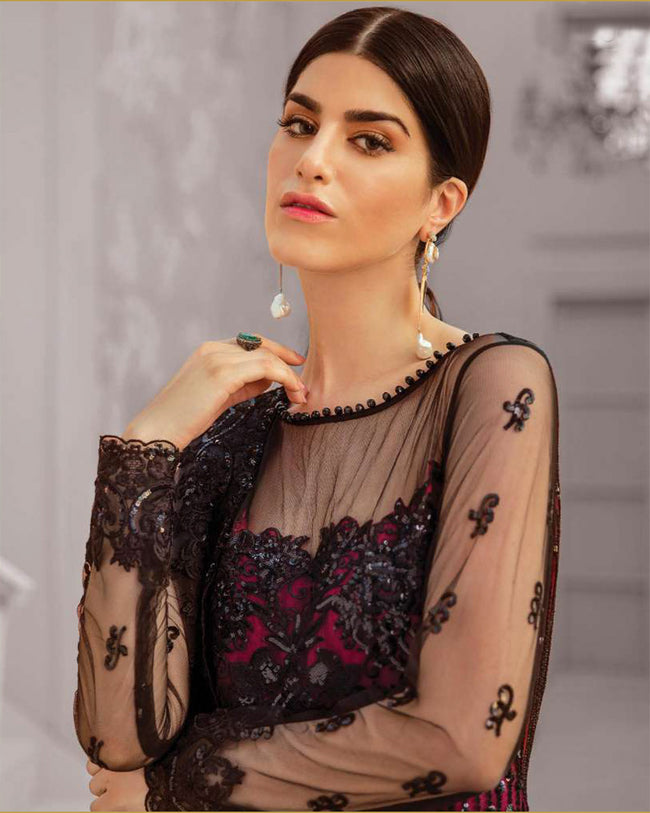 Opulent Black-Pink Color Georgette Dress Material Pakistani Suit