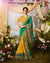 Yellow and Green Color Fancy Embroidery Work Wedding Wear Heavy Saree
